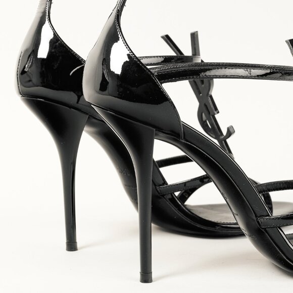Saint Laurent Cassandra Sandal in Black Patent Leather - Picture 9 of 12